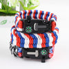 Men's Paracord Survival Bracelet Camping Outdoor Rescue Parachute Cord Wristband Flint Fire Starter Buckle Whistle Compass Kits