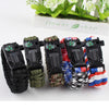 Men's Paracord Survival Bracelet Camping Outdoor Rescue Parachute Cord Wristband Flint Fire Starter Buckle Whistle Compass Kits